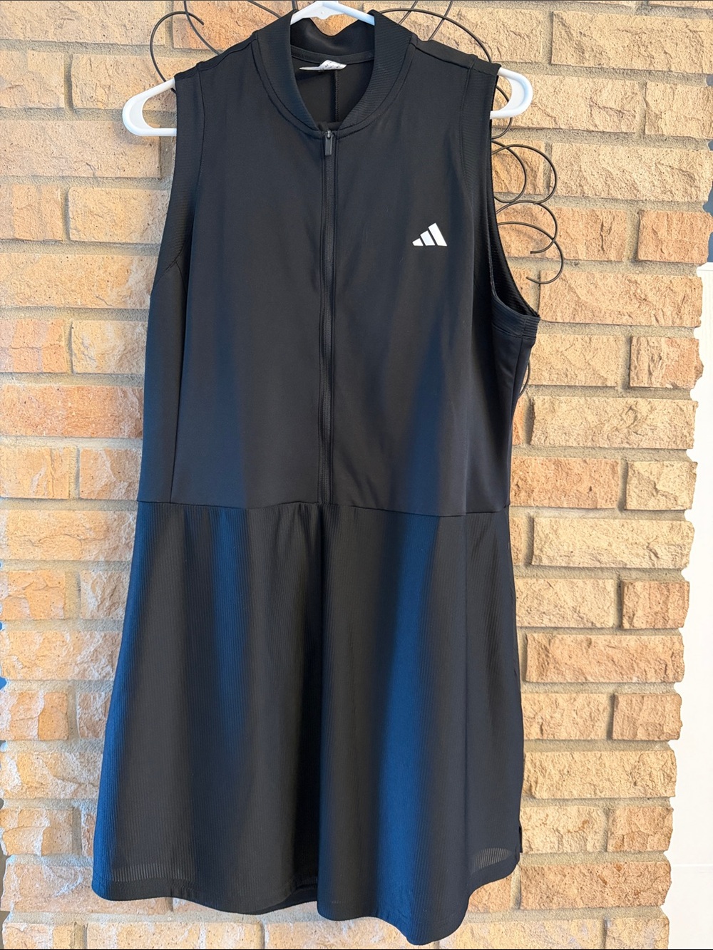 Black Adidas Sleeveless Zip-Front Athletic Dress